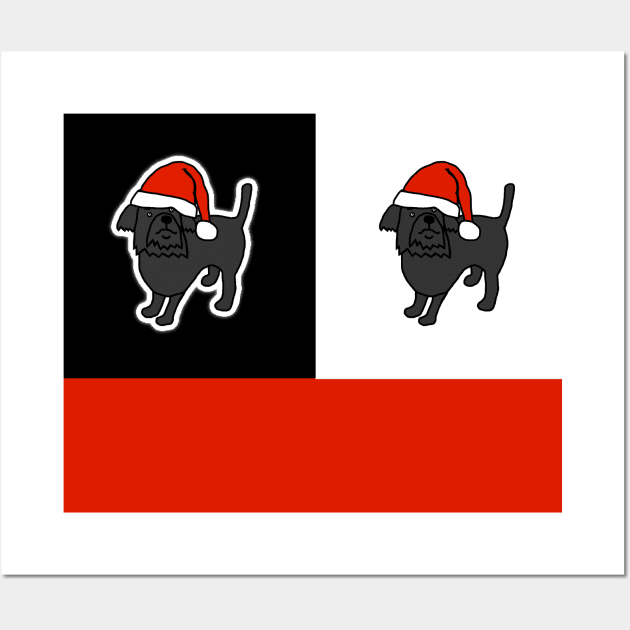 Santa Christmas Dogs on Red White and Black Wall Art by ellenhenryart